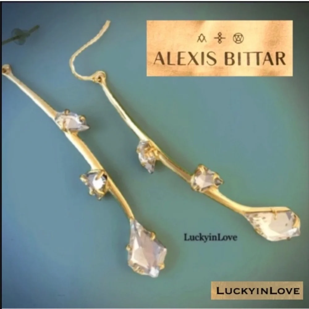ALEXIS BITTAR • Miss Havisham Gold Flower Bud Crystal Celestial Pearl Earrings